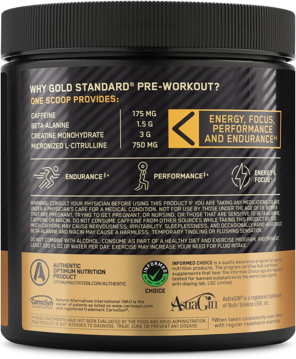 Optimum Nutrition Gold Standard Pre-Workout, Vitamin D for Immune Support, with Creatine, Beta-Alanine, and Caffeine for Energy